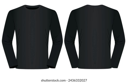 Long sleeve black t shirt. vector illustration