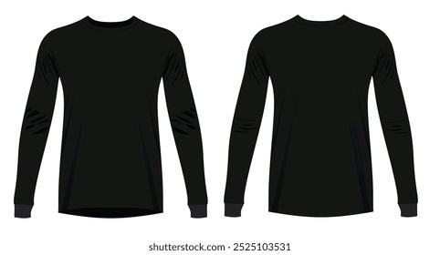 Long sleeve black t shirt. vector illustration