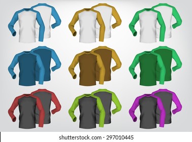 Long sleeve blank two colored t-shirt template.