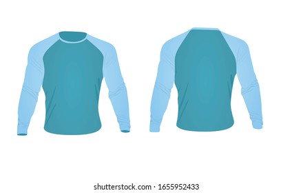 Long sleeve blue t shirt. vector illustration