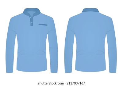 Long sleeve blue t shirt. vector