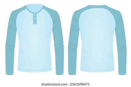 Long sleeve blue t shirt. vector illustration
