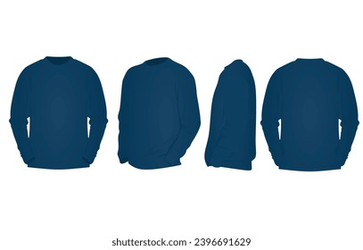 Long sleeve blue t shirt. vector illustration