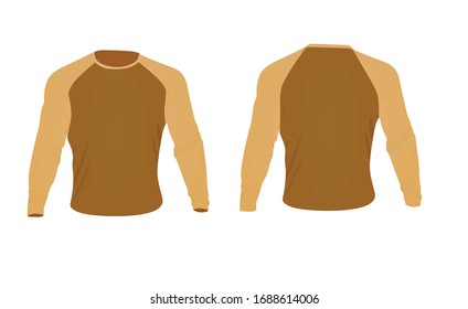 Long sleeve brown t shirt. vector illustration