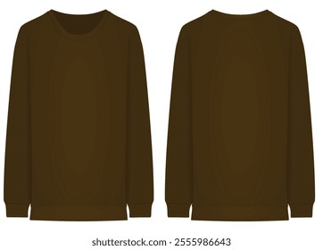 Long sleeve brown t shirt. vector illustration