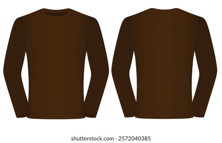 Long sleeve brown t shirt. vector illustration