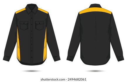 Long sleeve button down office shirt mockup front and back view