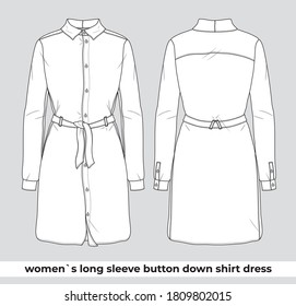 Long sleeve button down shirt dress template