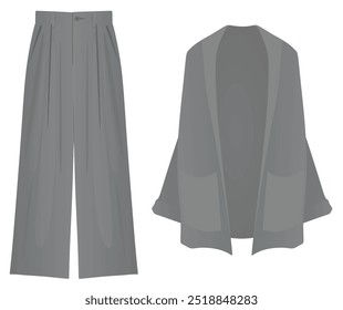 Long sleeve cardigan  and pants. vector