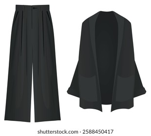 Long sleeve cardigan  and pants. vector