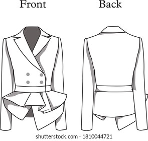Long Sleeve Coat for Women vector template pattern