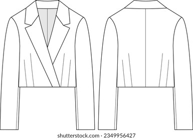 long sleeve crop blazer sketch