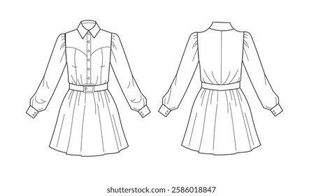 Long Sleeve Dress Fashion Sketch