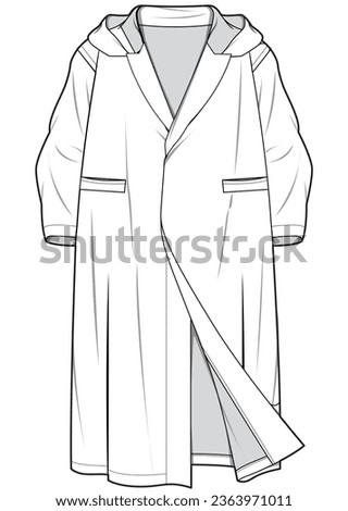 long sleeve dryrobe flat sketch vector illustration technical cad drawing template