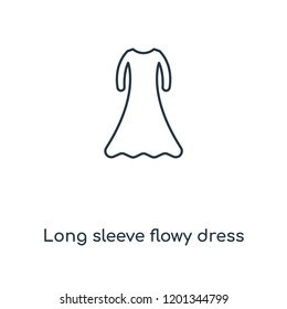 Long sleeve flowy dress concept line icon. Linear Long sleeve flowy dress concept outline symbol design. This simple element illustration can be used for web and mobile UI/UX.