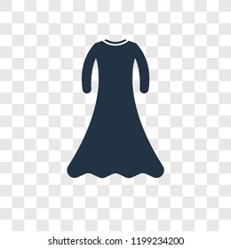 Long sleeve flowy dress vector icon isolated on transparent background, Long sleeve flowy dress transparency logo concept