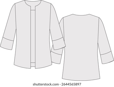 Long Sleeve Formal Top Technical Drawing