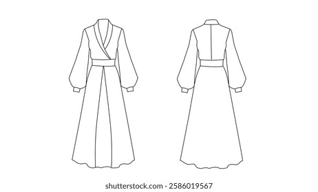 A Long Sleeve Gown Illustration