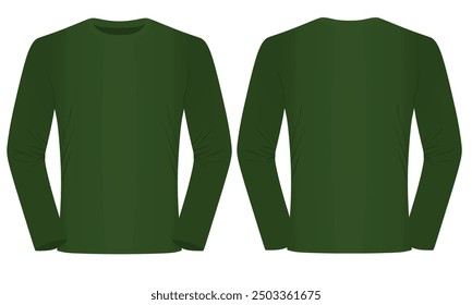 Long sleeve green t shirt. vector illustration