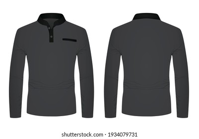 Long Sleeve Grey T Shirt. Vector