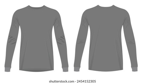 Long sleeve grey t shirt. vector illustration