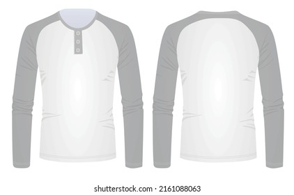 Long sleeve grey and white t shirt. vector illustration