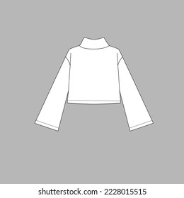 Long Sleeve High Neck Crop Top Turtle Neck fashion drawing sketch template design vector