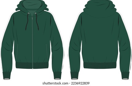 Long sleeve hoodie front and back vector illustration Template