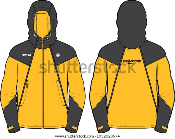 Long Sleeve Hoodie Jacket Design Template Stock Vector (Royalty Free ...