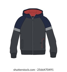 Long Sleeve Hoodie Jacket Vector Illustration template isolated on white back

