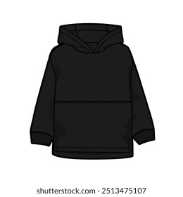 Long sleeve Hoodie vector illustration black color template 