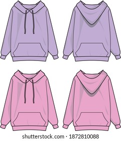 
Long Sleeve Hoodies vector template pattern