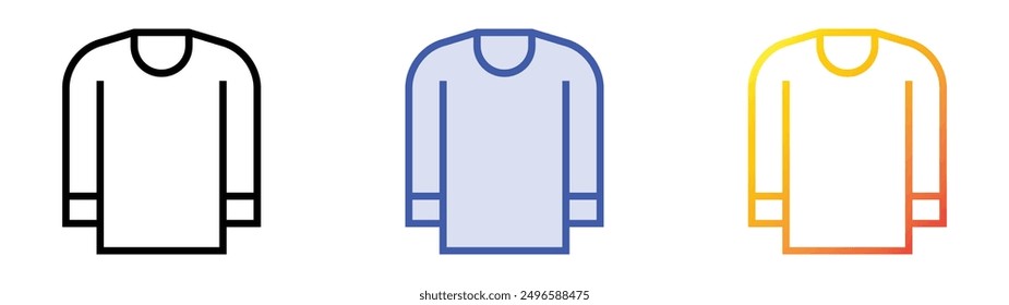Icono de manga larga. Lineal, relleno azul y diseño de estilo degradado aislado sobre fondo blanco