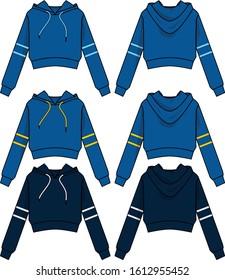 Long sleeve jacket with hood vector template