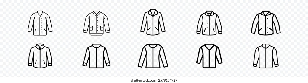 Long sleeve jacket icon. Winter Jacket icon, sweatshirt line icon.