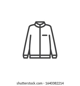 Long sleeve jacket line icon. linear style sign for mobile concept and web design. Sweatshirt jacket, clothing outline vector icon. Symbol, logo illustration. Vector graphics