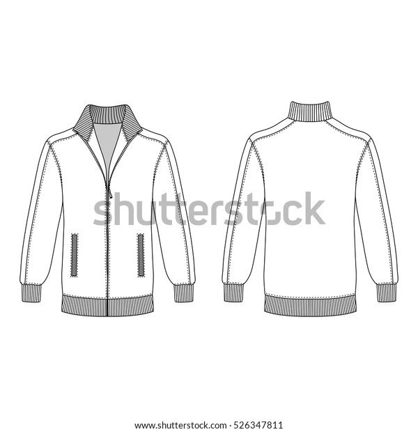 Long Sleeve Jacket Zipper Outlined Template Stock Vector (Royalty Free ...