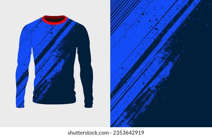 Long sleeve jersey blue grunge texture for extreme sport, racing, gym, cycling, training, motocross, travel. Vector backdrop