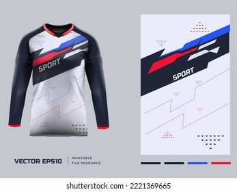 Diseño de la camiseta Long Sleeve para ciclismo extremo, camiseta de bicicleta de montaña. Pasos imprimibles 10 archivos vectoriales