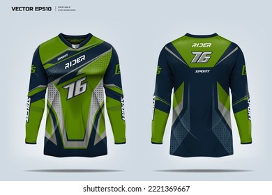 Long Sleeve Jersey design for extreme cycling, Mountain bike jersey. Printable eps 10 vector files