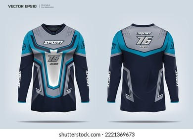 Long Sleeve Jersey design for extreme cycling, Mountain bike jersey. Printable eps 10 vector files