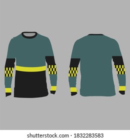 Long sleeve jersey with front and back views isolated on white
