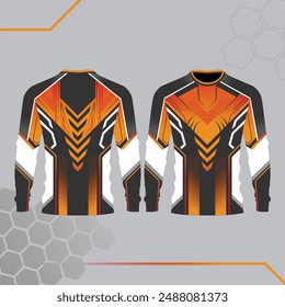 long sleeve jersey - front back - orange black and white