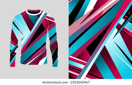 Long sleeve jersey geometric texture for extreme sport, racing, gym, cycling, training, motocross, travel. Vector backdrop