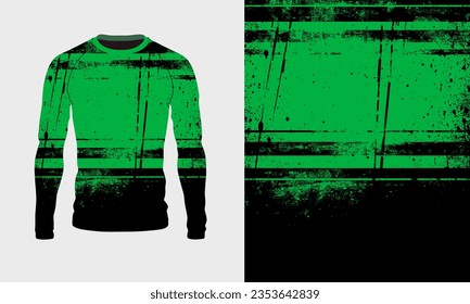 Textura verde jersey de manga larga para deporte extremo, carreras, gimnasia, ciclismo, entrenamiento, motocross, viajes. Fondo del vector