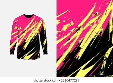 Long sleeve jersey grunge texture for extreme sportwear, racing, cycling, football, motocross, travel, backdrop, wallpaper. Vector pattern.