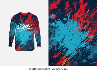 Long sleeve jersey grunge texture for extreme sportwear, racing, cycling, football, motocross, travel, backdrop, wallpaper. Vector pattern.