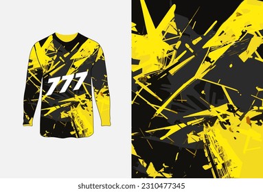 Long sleeve jersey grunge texture for extreme sportwear, racing, cycling, football, motocross, travel, backdrop, wallpaper. Vector pattern.
