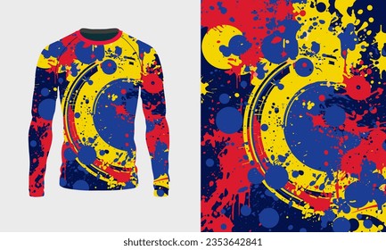 Langärmelige Jersey Grunge Textur für Extremsport, Rennen, Fitness, Radfahren, Training, Motocross, Reisen. Vektorhintergrund
