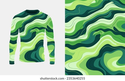 Textura de líneas topográficas jersey de manga larga para deportes extremos, carreras, gimnasia, ciclismo, entrenamiento, motocross, viajes. Fondo del vector